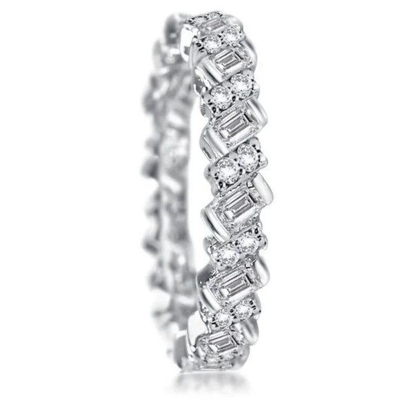 🍁Fashion Dainty Shiny Gems Zircon Silver Eternity Ring for Women, MARR9108 - Picture 5 of 7